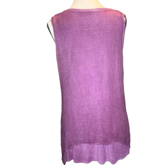 Soft Surroundings Silk Tunic Top Small Purple Sequin Embroidered Hem - Picture 9 of 9